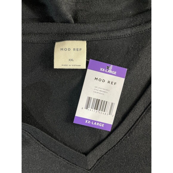 Mod Ref Womens Short Sleeve Vee Neck Top (Black, XXL) NEW! - Picture 4 of 4